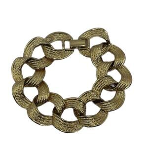 Vintage Gold tone Chunky Link Bracelet by Galbani, 8" Long
